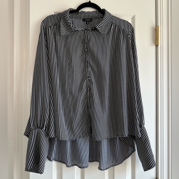 TCEC Navy & White Button Down Blouse Size M perfect condition doesn’t fit - Picture 1 of 5
